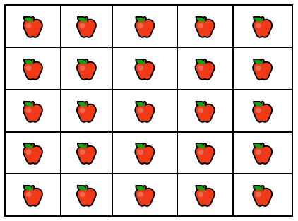Teaching simple division with columns and rows of apples